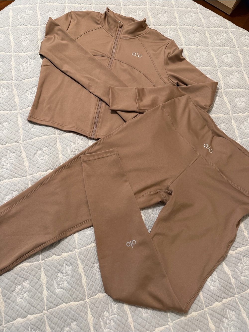 Yoga Brown Zip-Front Jacket and High-Waist Leggings Set